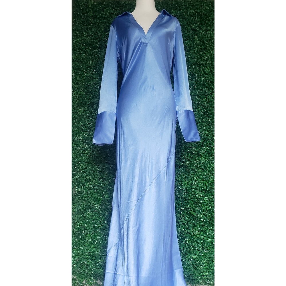 58. J.Crew Limited-edition maxi collared slip dress in shiny crepe - Picture 7 of 13